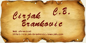 Ćirjak Branković vizit kartica